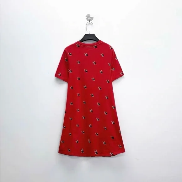 Authentic Alexander McQueen Red Bird Print Midi Dress - Picture 3 of 8